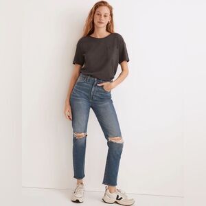 Madewell The Perfect Vintage Crop Jean in Gooding Wash: Knee-Rip Edition size 25